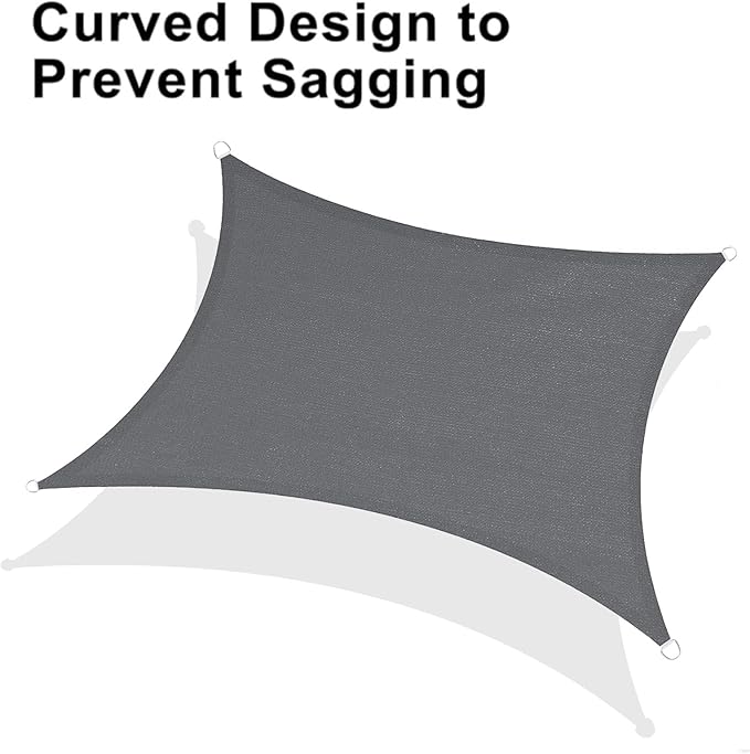 LOVE STORY 13' x 20' Rectangle Dark Grey Sun Shade Sail UV Block Sunshade for Outdoor Patio Garden Backyard