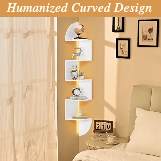 Waipfaru Corner Shelf, 5 Tier Bookshelf