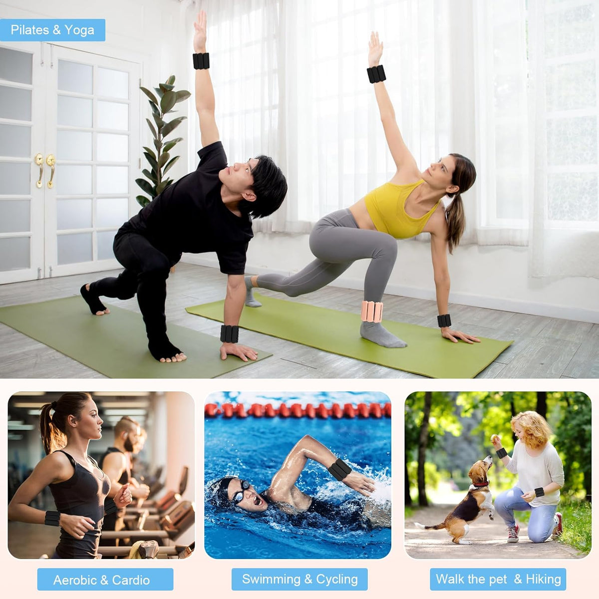 Skiennix Wrist Weights Set - Adjustable 2lb Arm & Leg Weights for Walking, Yoga, Gym | Unisex