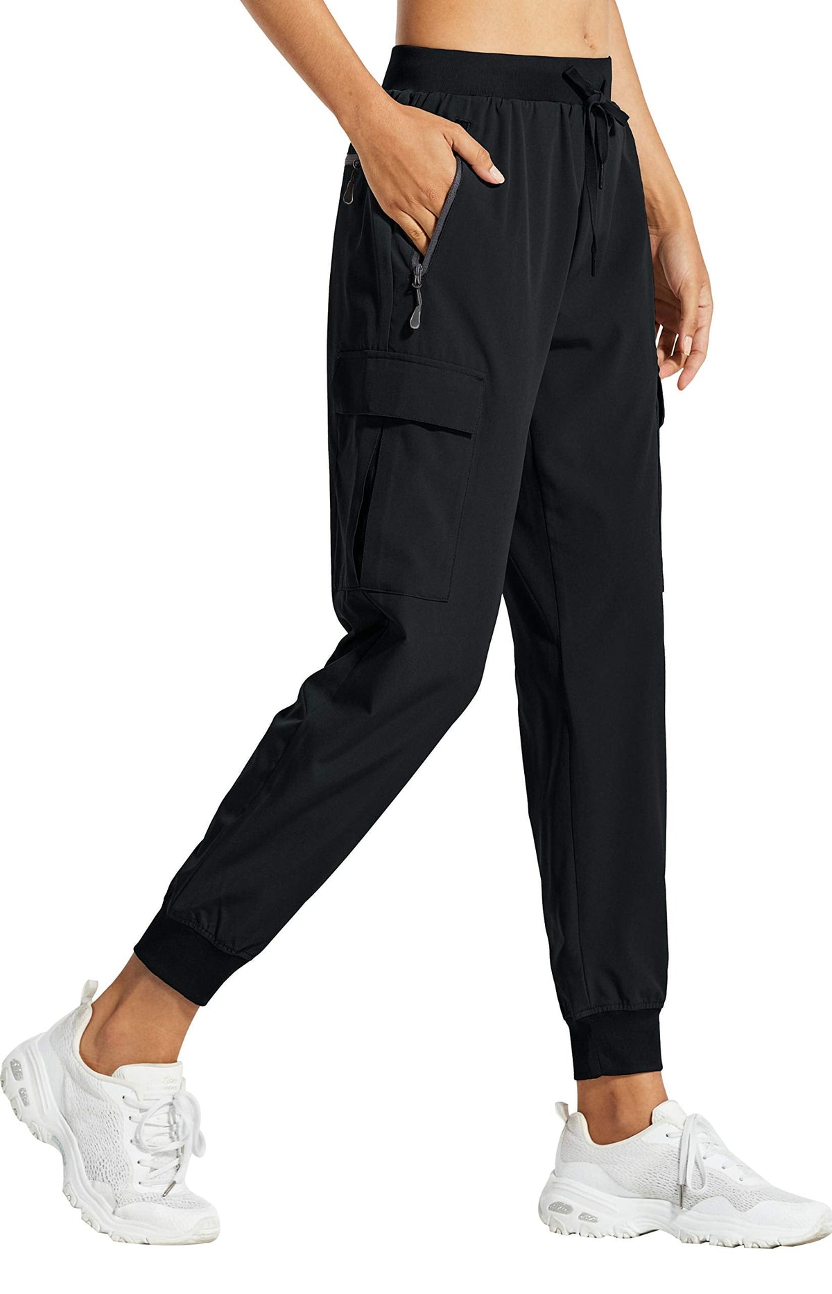 Libin Women's Cargo Joggers Lightweight Quick Dry Hiking Pants Athletic Lounge Casual Travel Petite, Black S