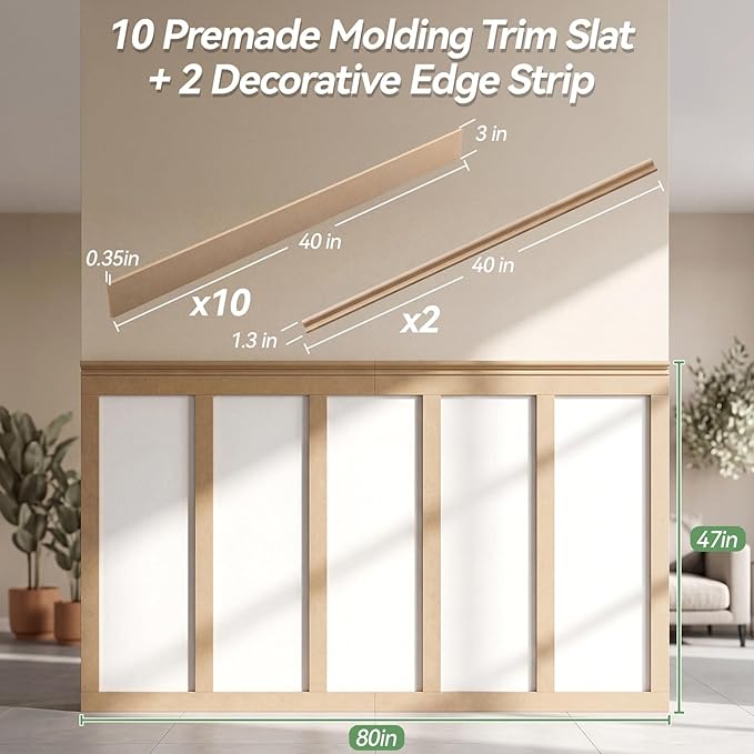 12 Pcs MDF Board and Batten Wall Panel Kits