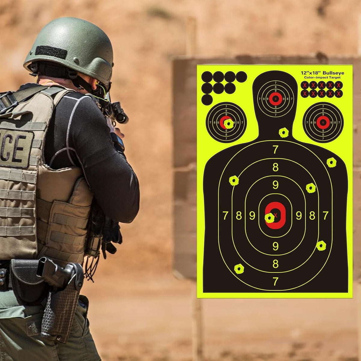 Skiennix Silhouette Splatter Targets - Bright Fluorescent Yellow for Easy Visibility | 12x18 Inch, 10/25/50/100 Pack