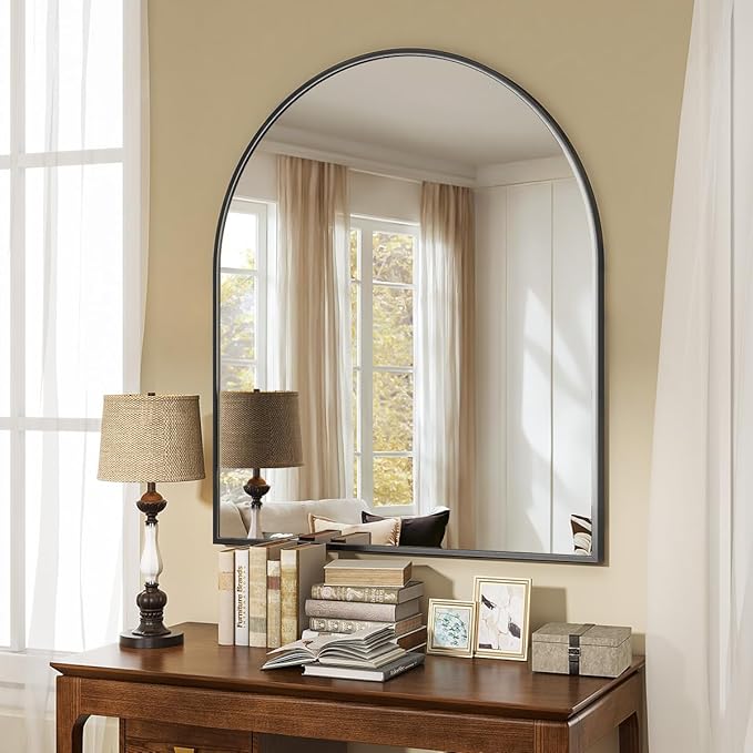 VooBang Arched Wall Mirror, 26 x 28 inch Arch Bathroom Mirror, Wall Mounted