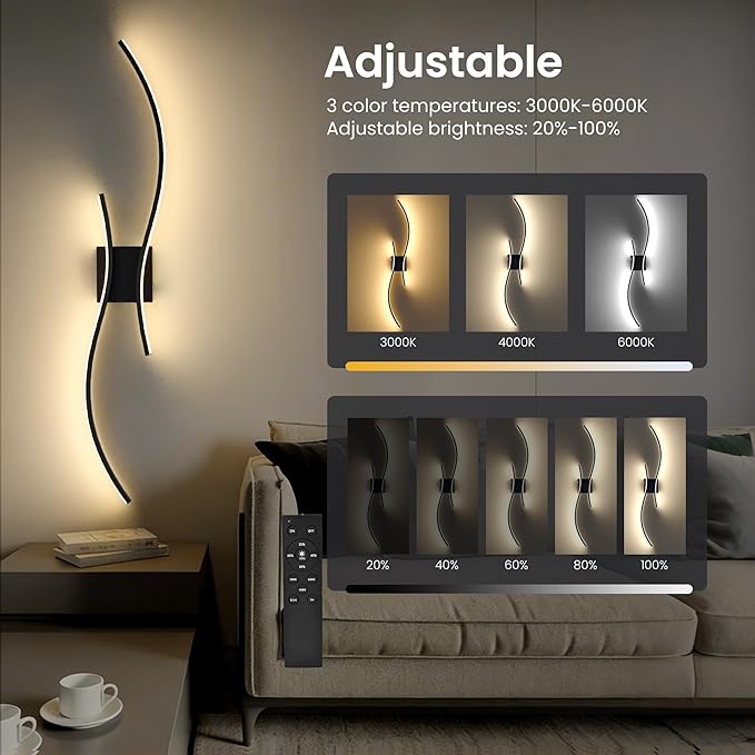 Battery Operated Wall Sconces Set of Two, 10000mAh Rechargeable Modern Wall