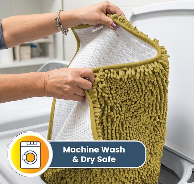 Muddy Mat® | Super Water Absorbent Door Mat Indoor, Microfiber Quick Dry Chenille Entryway Rug, Slip Resistant Front Door Mat, Indoor Mats for Entryway, Machine Washable Pet Rug, Mustard 24" x 96"