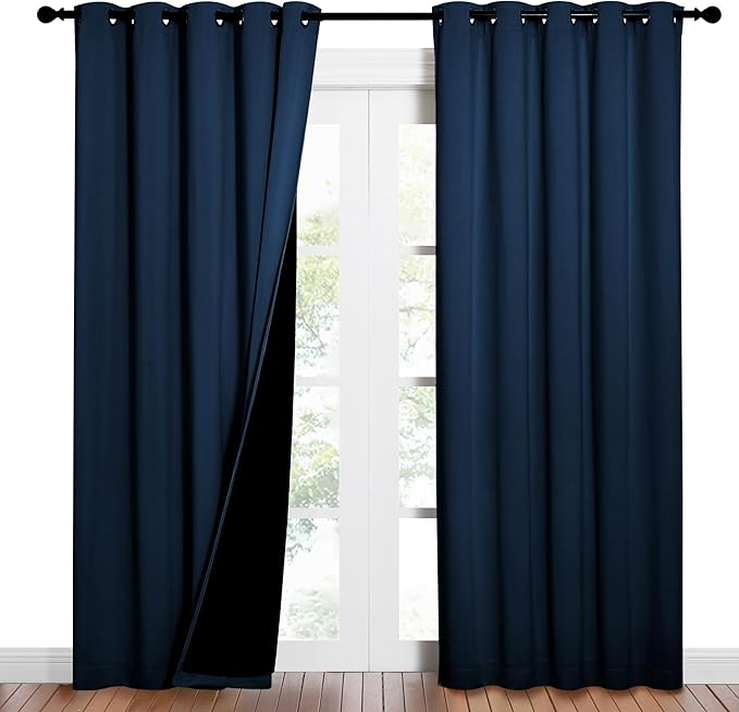 NICETOWN Moroccan Blue Full Shade Curtain Panels, Pair of Energy Smart & Noise