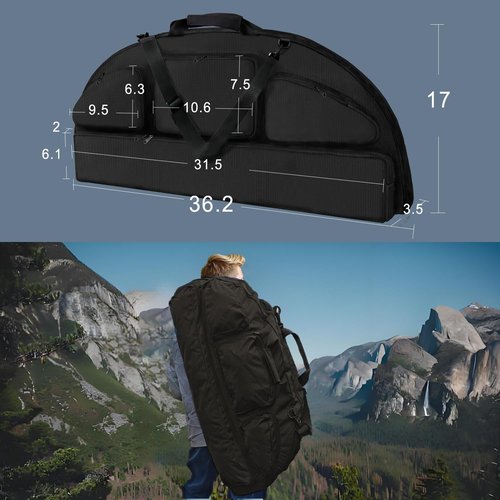 e5e10 Compound Bow Case Soft Bow Padded Case Light-Weight Bow Carry Bag with Arrows Pocket & 3 Multipurpose Storage Pockets Carrying for Archery Accessories (36", Black)