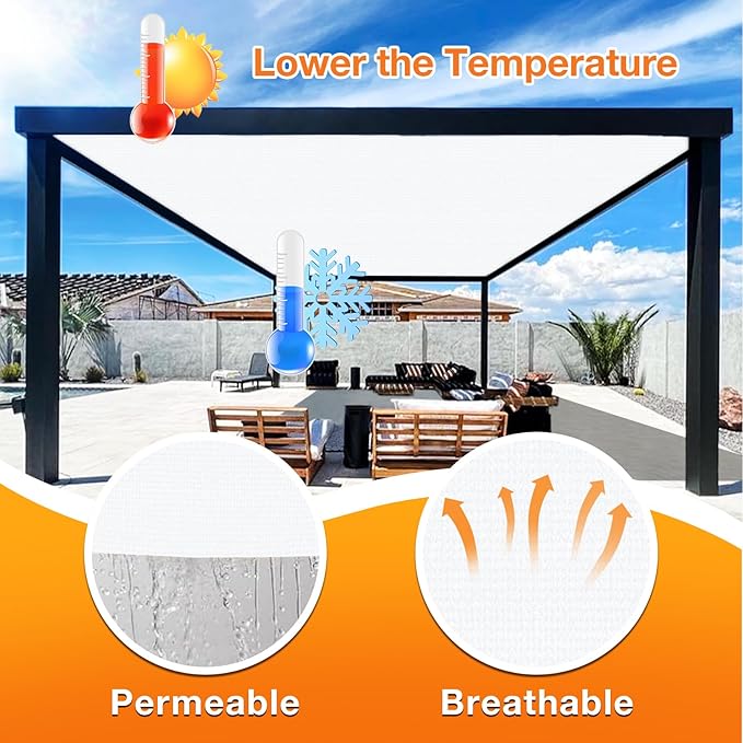 Artpuch Outdoor Pergola Shade Cover 8' X 9' Sun Shade Cloth with Grommets, 90% UV Protection Canopy Patio Privacy Screen (Customized Available) GN107, White