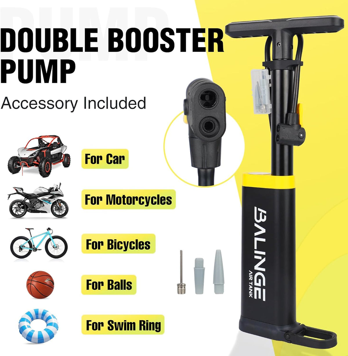 Skiennix High-Pressure Portable Tire Pump - 120 PSI with Analog Gauge & Ergonomic Handle | Fits Presta, Schrader & Dunlop Valves