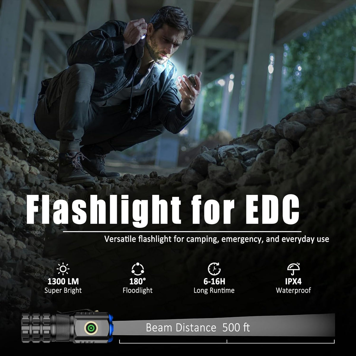 Skiennix Portable LED Mini Flashlight - Rechargeable EDC Pocket Light with 6 Modes & Magnet Clip | Waterproof for Camping & Outdoor Use