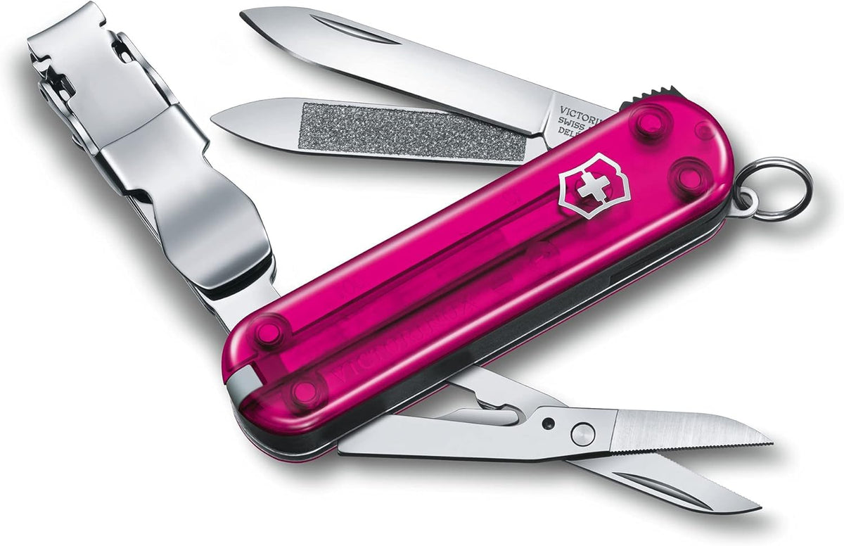 Victorinox Nail Clip 580 Multi-Tool - 8 Functions, Swiss Made with Nail File & Cleaner - Ruby