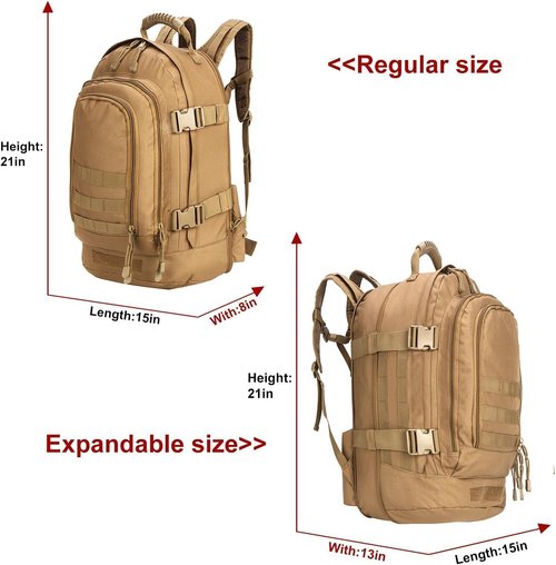 TheKidsRefined Large Tactical Expandable Backpack 39L-64L Military Bug Out Bag With Waist Strap