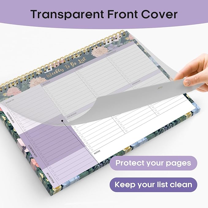 Taja Weekly To Do List Notepad with 52 Undated Sheets（8.5"×11"）- Weekly Desk Planner for Women & Man, Work and Home - 1 Pack Lavender Dream