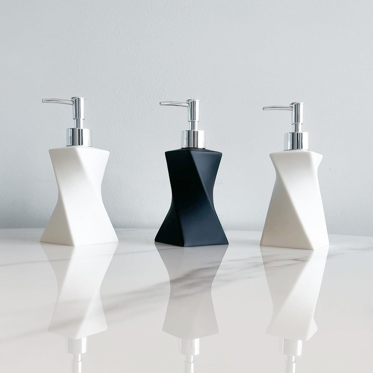 Soap Dispenser Pump Head Replacement 3 Pack, 28/400 Threads Standard Size, for Bathroom and Kitchen (Clear Silver)