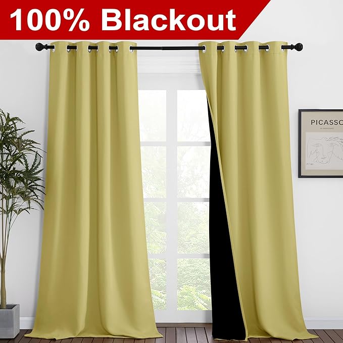 NICETOWN 100% Blackout Blinds, 46 inches x 96 inches, Laundry Room Decor Window