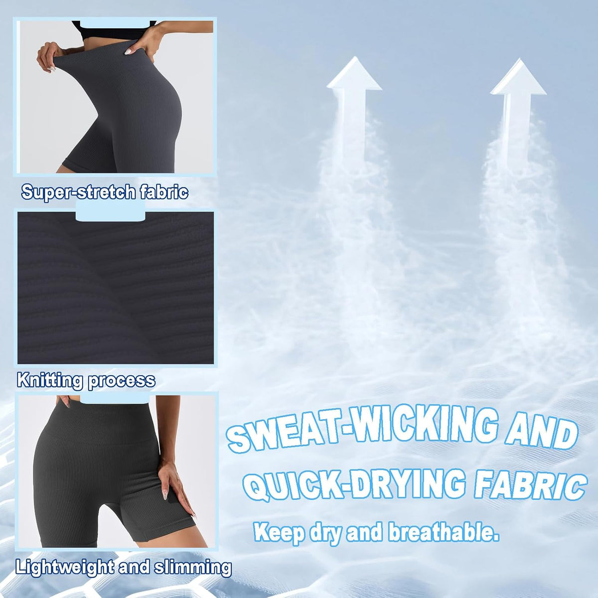 Skiennix Women’s Athletic Shorts - High Waisted Butt Lifting Seamless Biker Shorts for Gym & Yoga