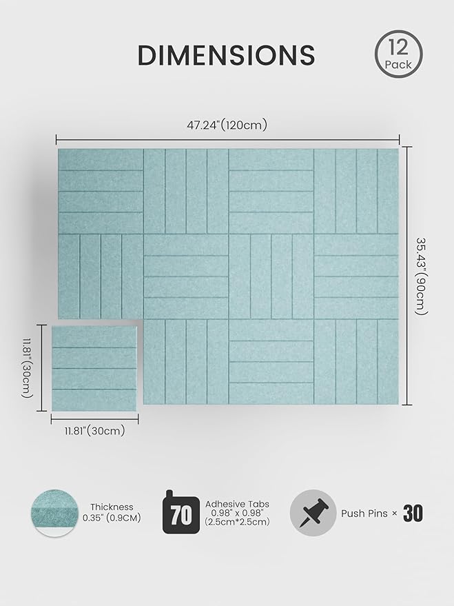 Bumusty Large Cork Board Alternative-48 x 36" Felt Bulletin Board Tiles