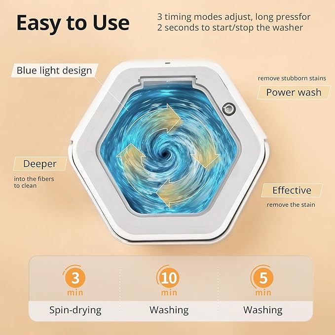 Portable Washing Machine, 16L Upgraded Mini Washer with Spin Basket Laundry Machine for Baby Clothes, Underwear, Socks; Ideal for Travel, Dorms, Camping (gray)