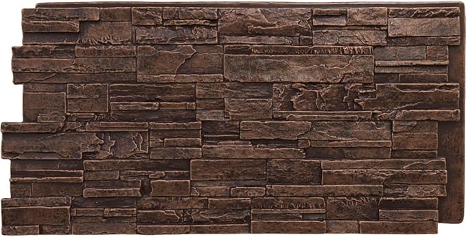 EverStone Cascade Faux Stone Panel, 48 5/8"W x 24 3/4"H x 1 1/4"D, Sequoia