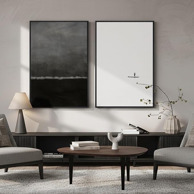 Framed Black and White Abstract Wall Art