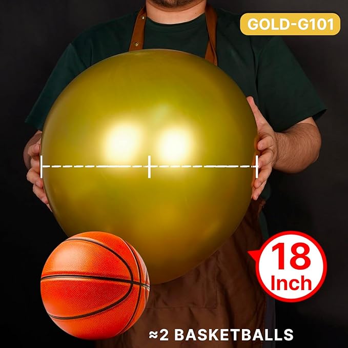 PartyWoo Gold Balloons 20pcs 18 Inch Gold Latex Helium Balloons for Birthday Wedding Anniversary Baby Shower Graduation Bachelorette Retirement Engagement Tea Casino Disco Party Decorations Gold-G101