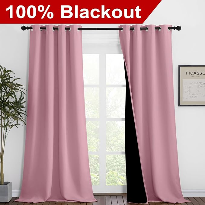 NICETOWN 100% Blackout Blinds, 46 inches x 96 inches, Laundry Room Decor Window