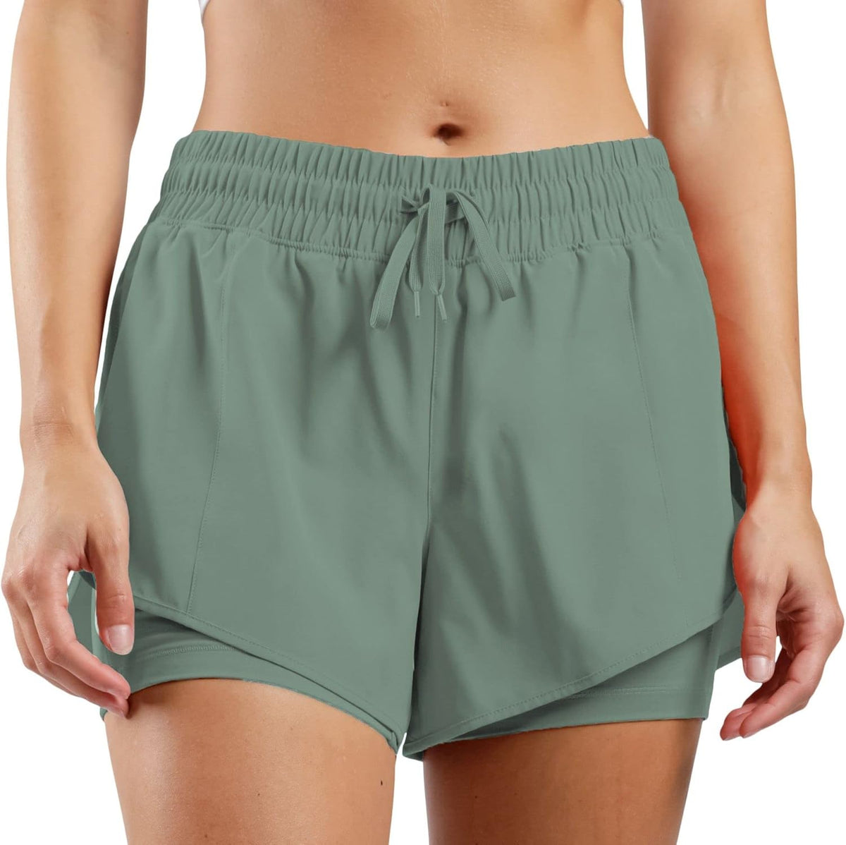 90 Degree By Reflex Lightweight 2-in-1 Workout Shorts - Running & Yoga with Inner Biker Short Pockets