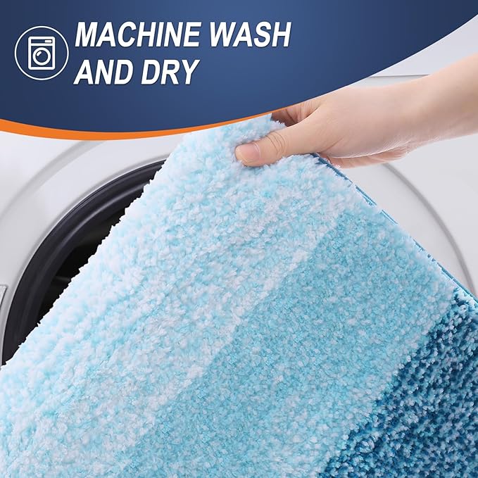 OLANLY Bathroom Rugs Mat 24x16, Extra Soft Absorbent Microfiber Bath Rugs, Rubber Backing, Quick Dry, Washable Bath Mats for Bathroom Floor, Tub and Shower, Home Decor Accessories, Peacock Blue