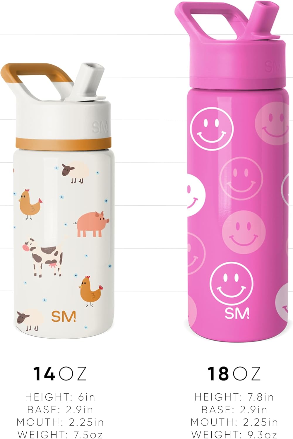 Simple Modern Kids Summit Water Bottle - 18oz Insulated Stainless Steel Tumbler with Straw Lid | Sports Balls Design