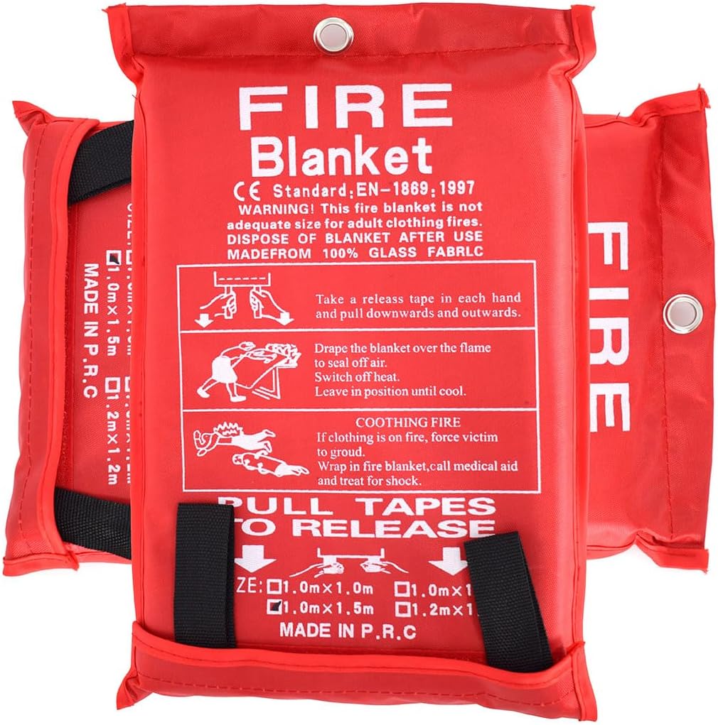Parcil Safety PD-452 Emergency Fire Blanket (Pack of 2) Car Emergency Kit Fire Extinguisher for Home & Kitchen, Woven Fiberglass Household Essentials, Chemical Free, No Mess, Large