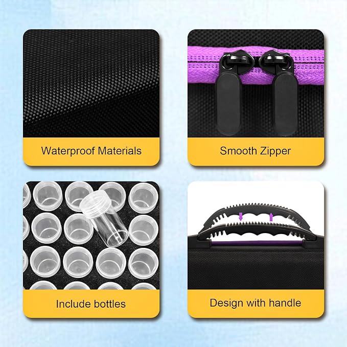 Seed Storage Organizer 60 Slots with Bottles & Envelopes, Seed Packet Storage Case for Garden Seeds, Flower Vegetable Seed Organizer with Labels, Portable Zipper Bag