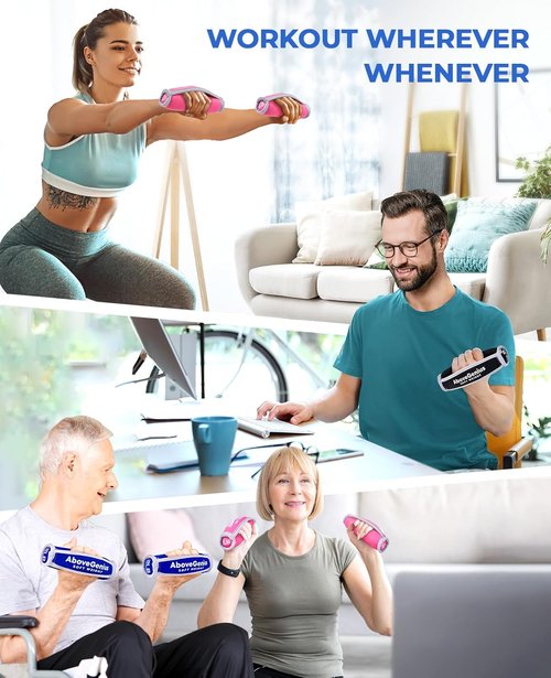 AboveGenius Hand Weights - 6pc Soft Dumbbell Set (1lb, 2lb, 3lb) with Straps for Home Workout & Yoga