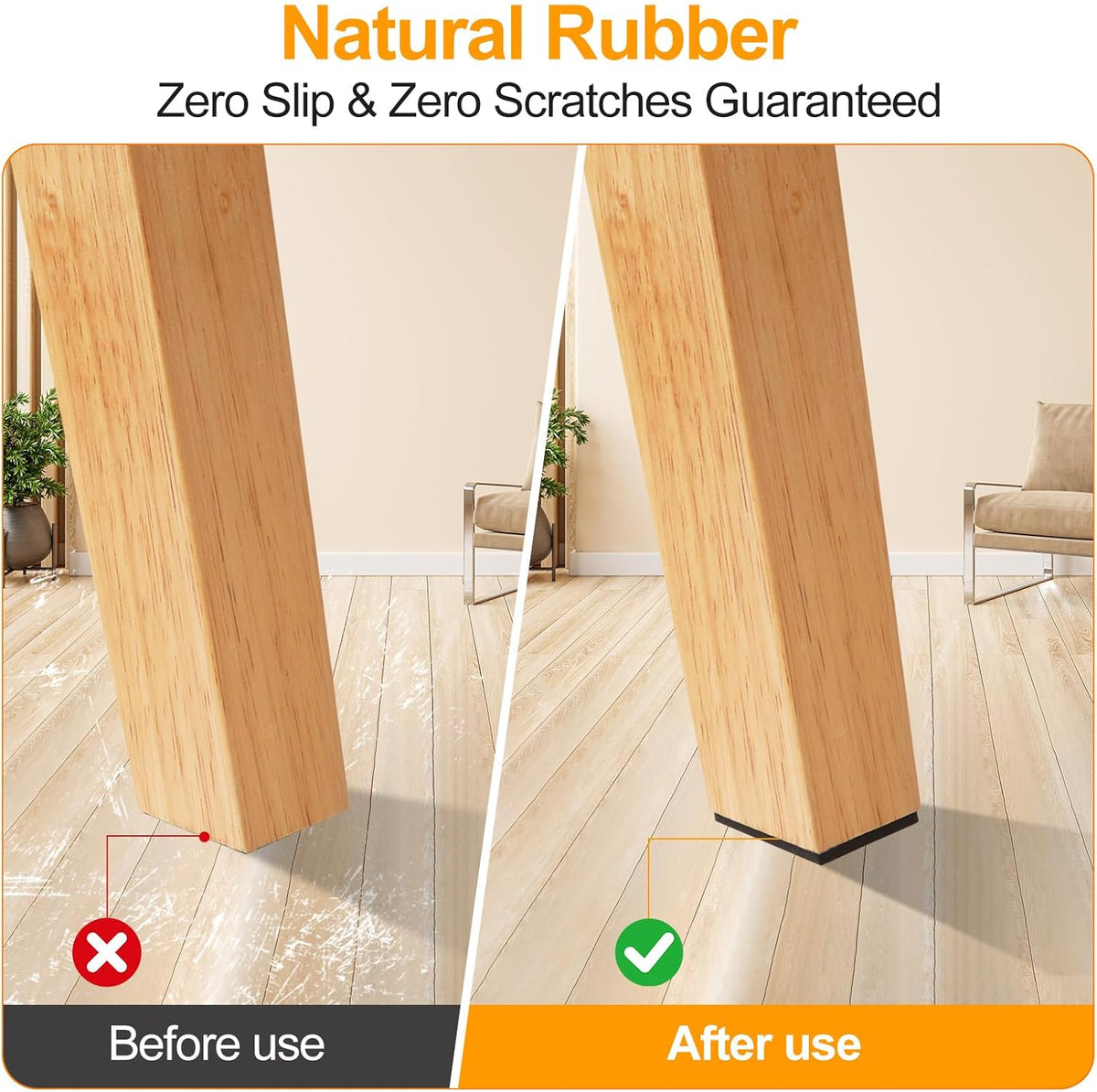 CHUNZEXI Non Slip Furniture Pads - 32 Premium Furniture Grippers Self Adhesive Rubber Furniture Feet, Anti Slide Furniture Hardwood Floor Protector for Keep Couch Stoppers (1.5 inch Square)