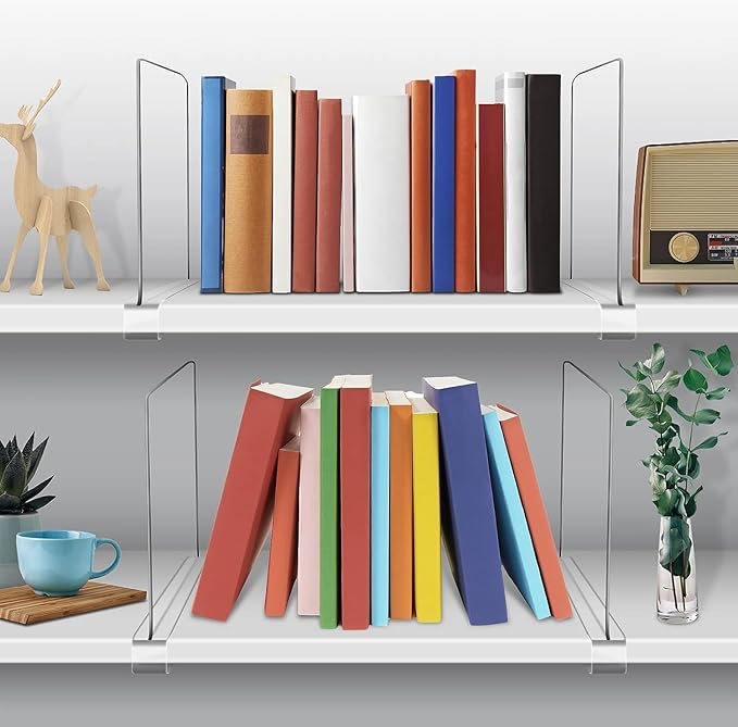 Acrylic Shelf Dividers, Clear Shelf Divider for Closet Organization 12PCS Closet Shelf Divider Closet Dividers for Shelves Shelf Organizer for Closet Shelf Organizer for Wood Closet Cabinets Separator