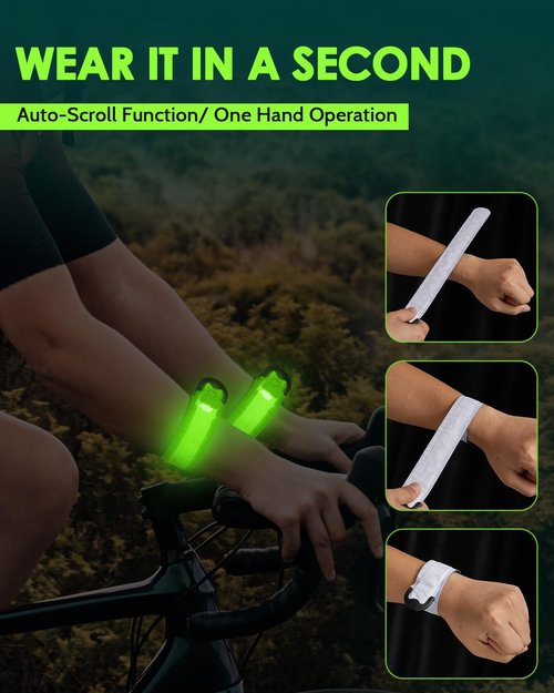 Fitense LED Reflective Belt Sash with Phone Holder with Rechargeable LED Armband 2-Pack, High Visibility Reflective Running Gear for Night Safety, 5 Colors & 3 Modes Light Up Armbands for Night Walkin