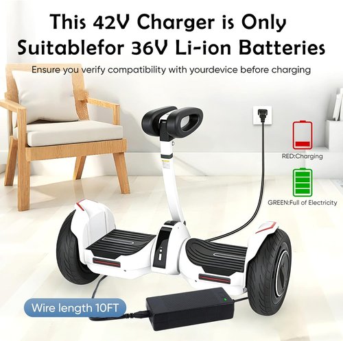 GOTRAX UL Certified 42V 2A Electric Scooter Charger - 6-Prong Power Adapter for Hoverboards & Scooters