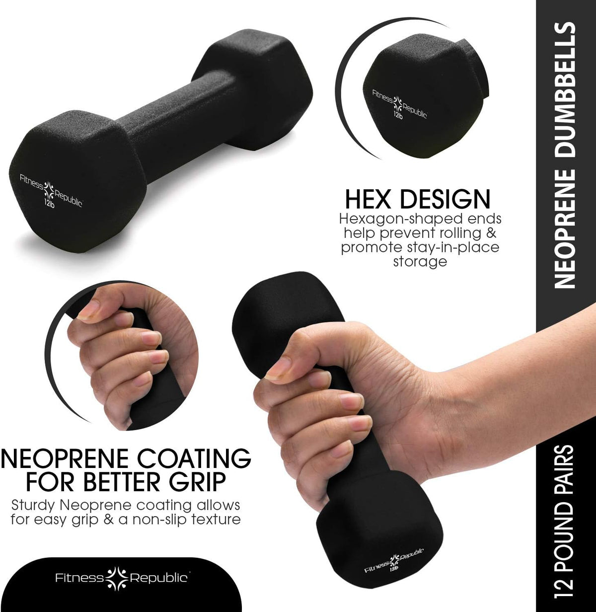 Neoprene Dumbbell Storage Rack - 2.0MM Steel Organizer for Home Gym - Easy Assembly