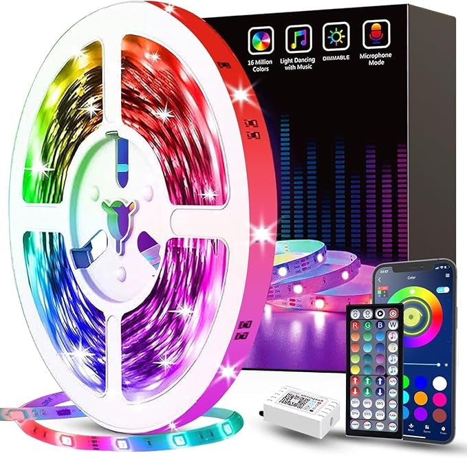 Tenmiro 32.8ft LED Strip Lights, RGB LED Smart Music Sync Color Changing LED