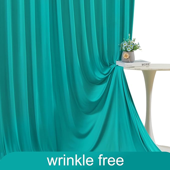 Turquoise Backdrop Curtain for Parties Wrinkle Free Photo Curtains Backdrop Drapes Fabric Decoration for Baby Shower Wedding Birthday Party 5ft x 7ft,2 Panels