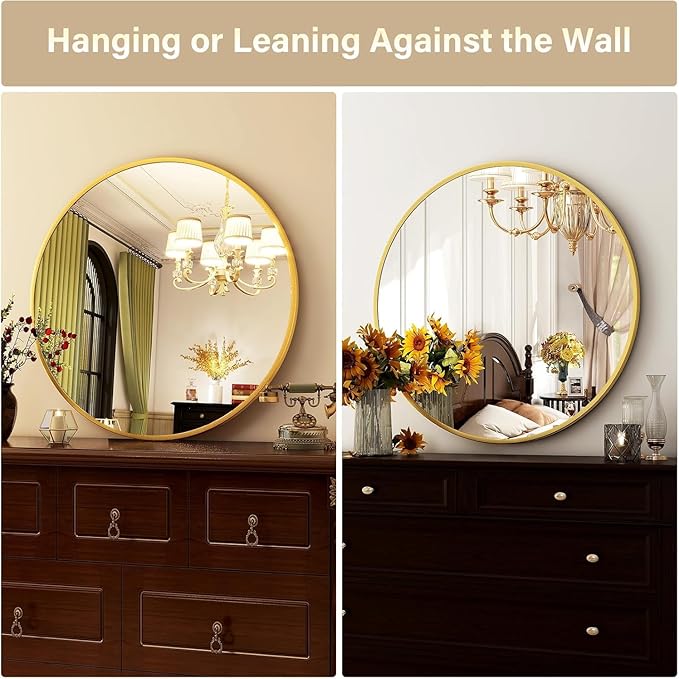 HARRITPURE Round Mirror 36 Gold Wall Mounted Circle Mirrors Vanity Mirror