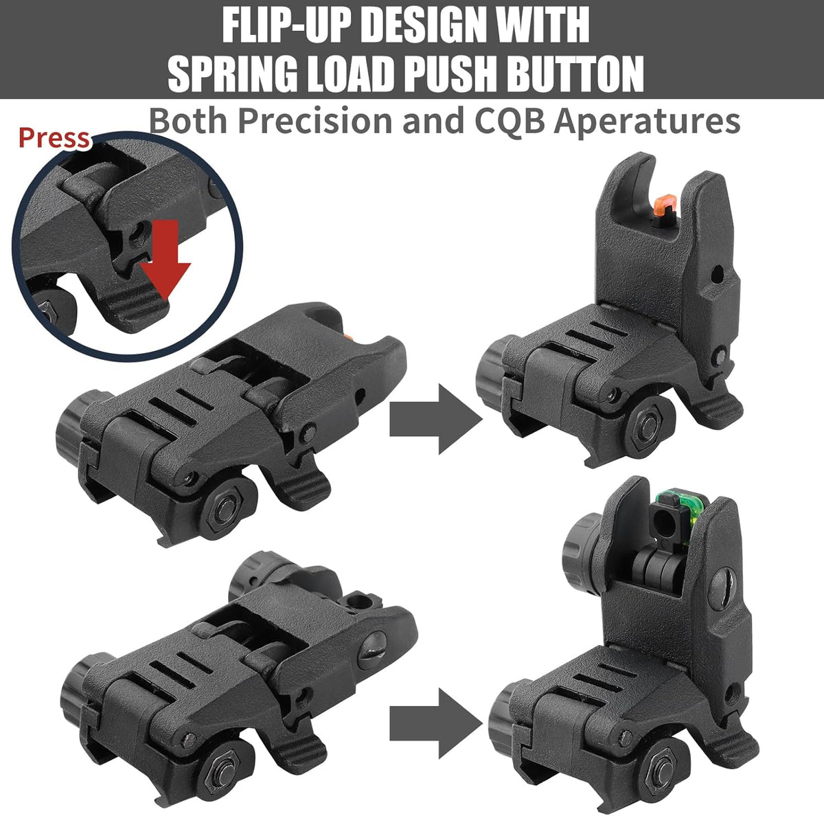 Skiennix Flip Up Sight - Lightweight Front and Rear Sights for Enhanced Accuracy