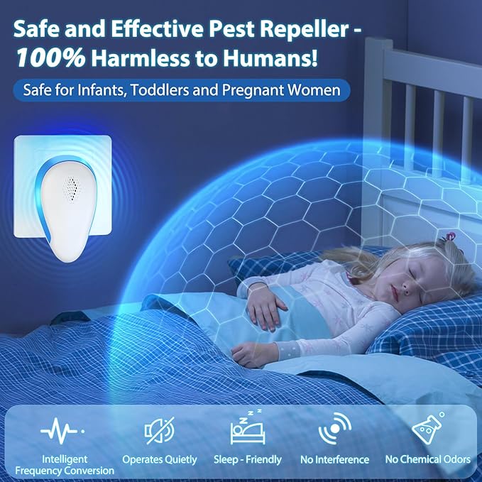 2026 Upgraded Ultrasonic Pest Repeller Indoor Insect Repeller Pestlab, Repellent Roach, Mouse, Bugs, Mosquito, Mice, Spider, Ant, Rodent Repellent Ultrasonic Plug in, Pet-Friendly, 6 Pack
