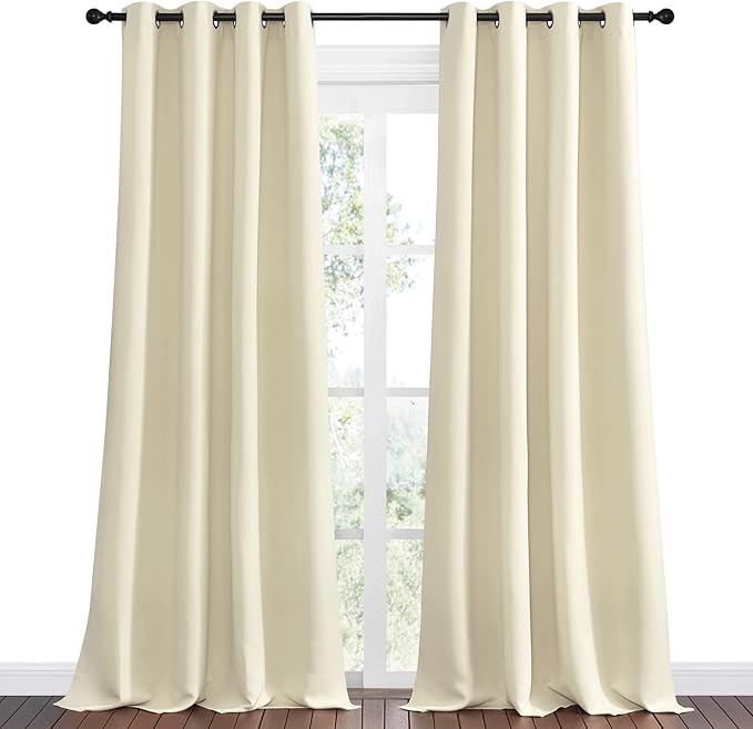 NICETOWN Beige Room Darkening Curtains 102" Long