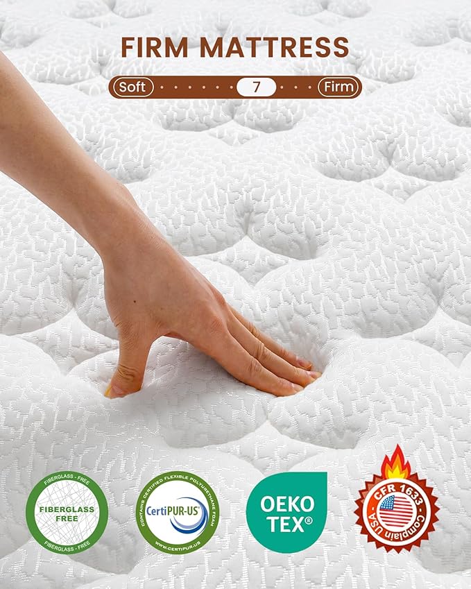 BedStory Firm King Size Mattress for Couples - 12 Inch Hybrid Mattress with Quiet Motion Isolation, Extra Spinal Support and Back Pain Relief - 800+ Pocket Springs, CertiPUR-US Certified