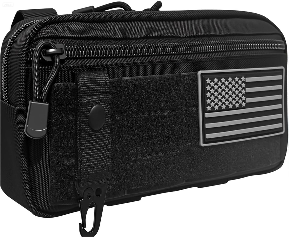 Skiennix Tactical Molle Admin Pouch - Modular EDC Utility Pouch with Map Sleeve | Includes US Flag Patch