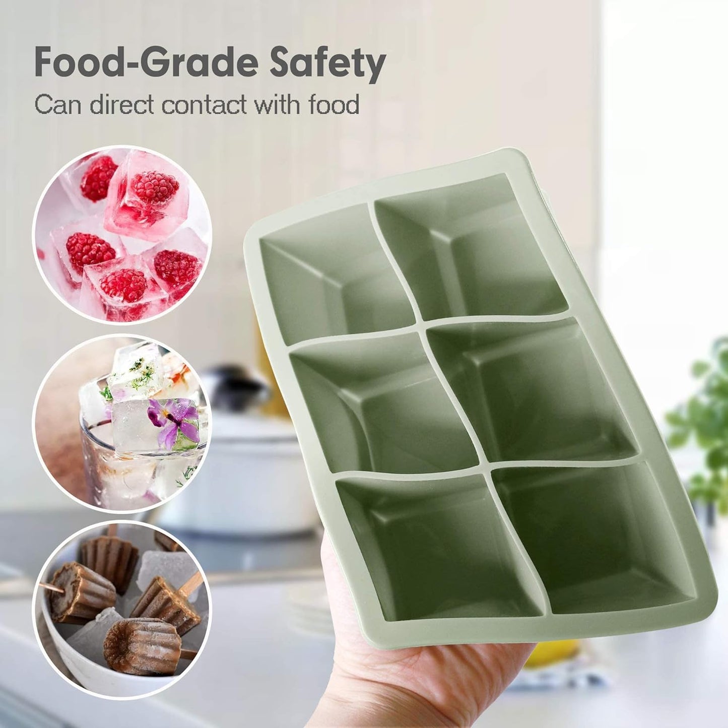 Silicone Ice Cube Trays 3 Pack - Large Size Silicone Ice Cube Molds with Leak Proof Removable Lid Square Ice Cube Tray And BPA Free for Cocktail,Whiskey, Stackable Flexible Ice