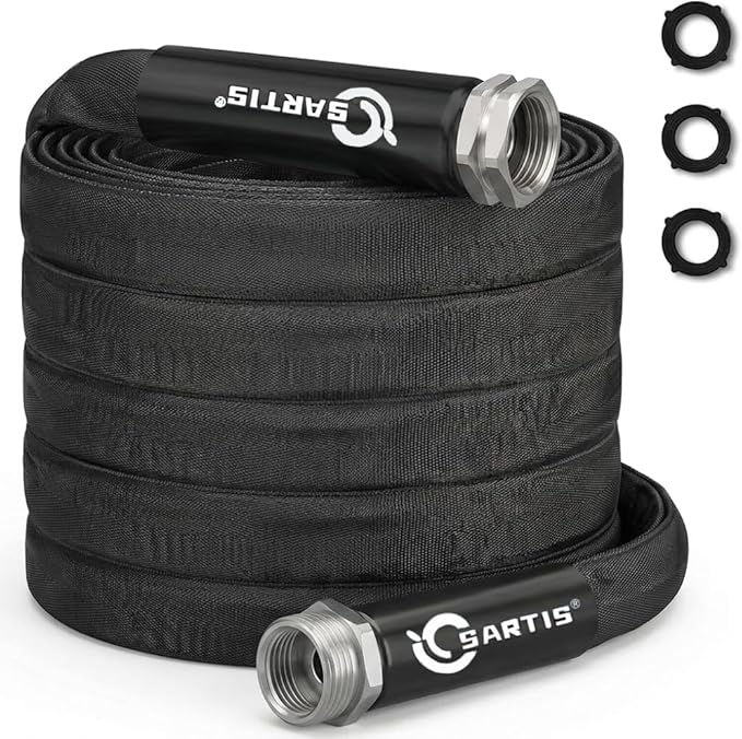 Garden Hose 100 ft x 5/8 in, Ultra-Light, All-Weather Water Hose, Leak-Free Connections,High Pressure Abrasion-Resistant Eco-Friendly, Black