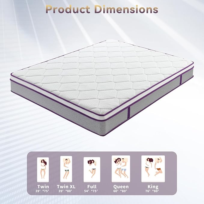 10 Inch Full Size Mattress,Hybrid Full Mattress in a Box, Cool Gel Memory Foam Mattress for Pressure Relieving,Medium Firm Feel,CertiPUR-US Certified