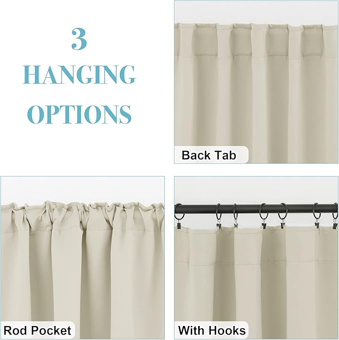 RYB HOME Blackout Curtains for Living Room, Privacy Thermal Insulating Window