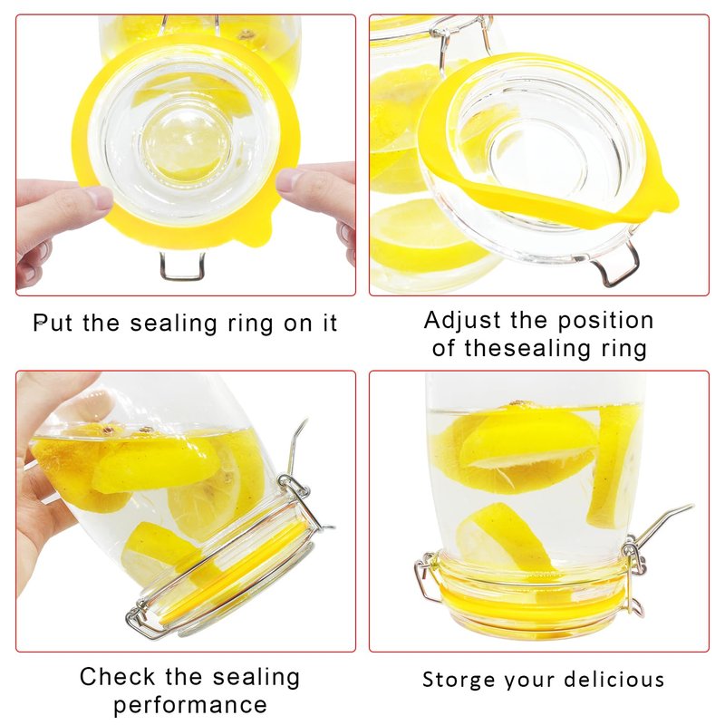 12 Pieces Silicone Replacement Gasket for Jars, Airtight Rubber Seals Rings, Leakproof Silicone Gasket Sealing Rings for Mason Jars, Elastic and Fits Most Sizes (Yellow)